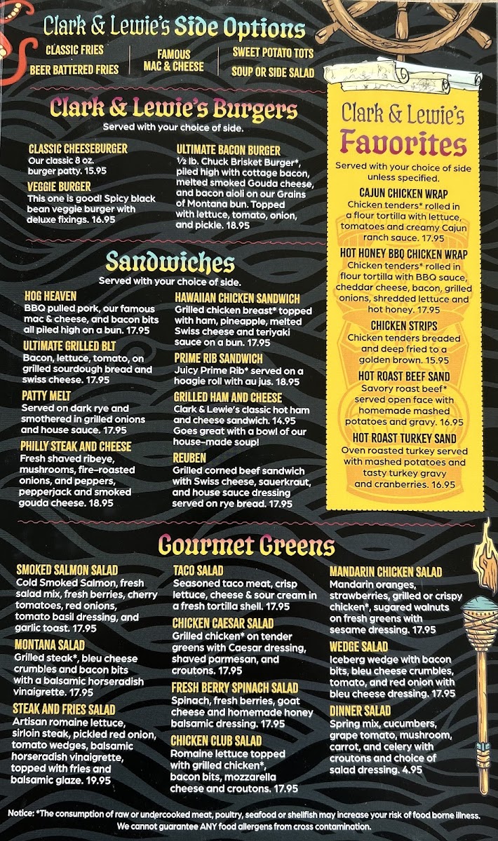 Clark & Lewie's Restaurant Menu - Image 1